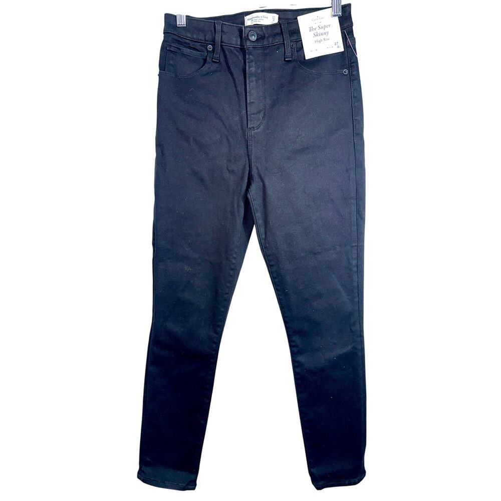 Abercrombie & Fitch Curve Love Super Skinny High Rise Black Denim Jean Size 27 4
